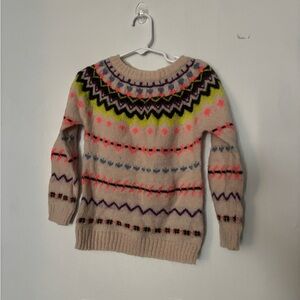 Crewcuts Beige Lambswool Mohair Multicolor Patterned Sweater